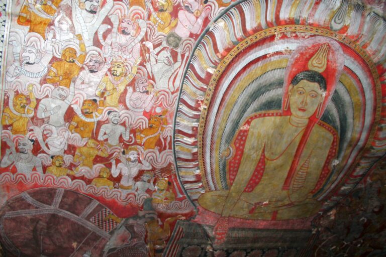 Dambulla cave temple mural painting