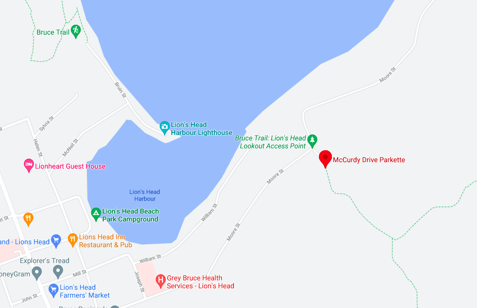 map of Lion's Head in Bruce Peninsula