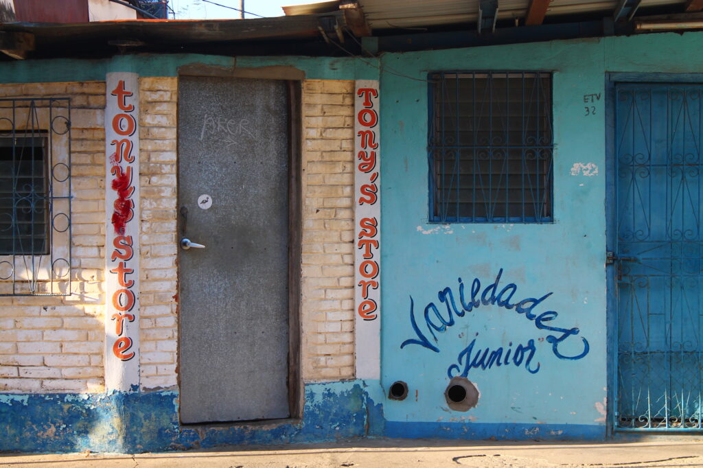 Blue painted store front in San Juan Del Sur, Nicaragua.