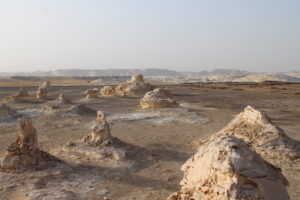 White rock formations and landscape of the White Desert, Egypt.